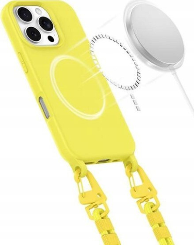 Futrollë me varëse Tech-Protect Magnecklace për iPhone 16 Pro Max, MagSafe, e verdhë Canary