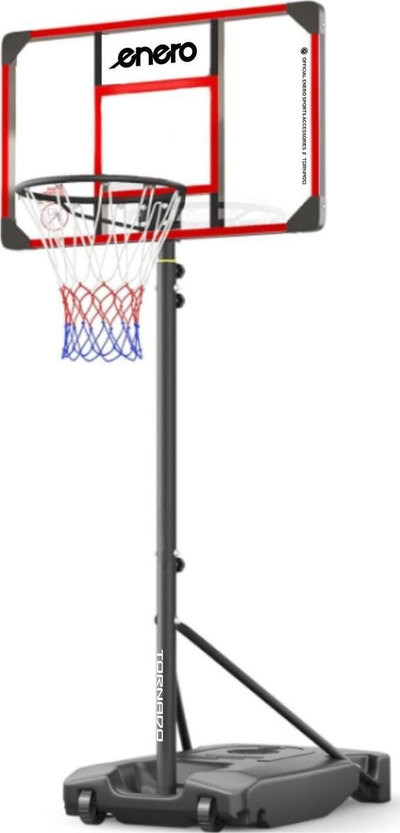 Set basketbolli Enero Tornado, lartësi e rregullueshme 1.6–2.6 m, portativ