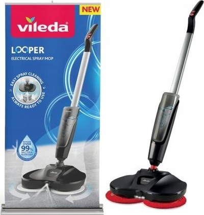Mop elektrik Vileda Looper, me spërkatje, pa kabllo, i zi