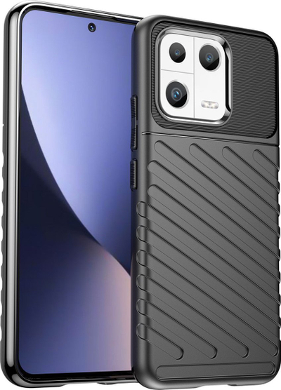Mbrojtëse telefoni Thunder Case Armored për Xiaomi 13, TPU i butë, kundra goditjeve, e zezë