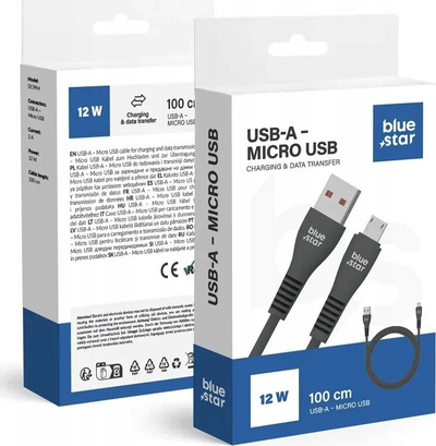 Kabllo USB A në Micro USB Blue Star DC99M, 2A, 1 m, i zi