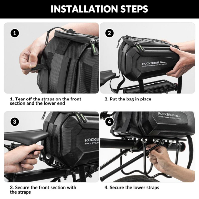 Çantë bagazhi biçiklete Rockbros Rear Pannier, 9L, rezistente ndaj ujit, e zezë