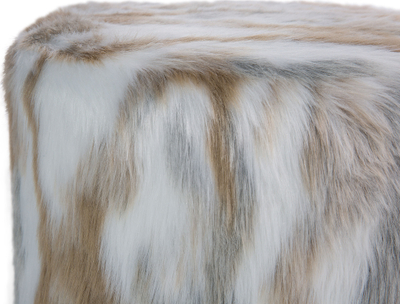 Tabure dekorativ TEXAS Faux Fur, këmbë druri, shumëngjyrësh