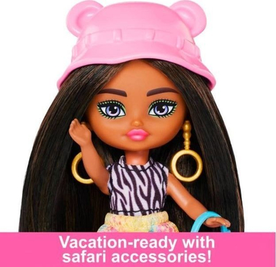 Kukull Barbie Extra Fly Mini Minis Travel, 8 cm, me gjoja mode, shumëngjyrëshe