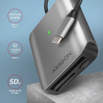 Lexues kartelash Axagon SUPERSPEED CRE-S3C, USB-C 3.2 Gen 1, alumini, gri