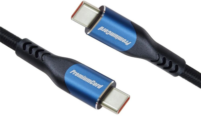 Kabllo USB C PremiumCord USB 3.2, 100W 5A, 3m, me mbështjellës tekstili
