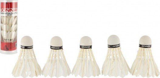 Shuttlecock badminton Donnay Feather, set 5 copë, me pupla, e bardhë