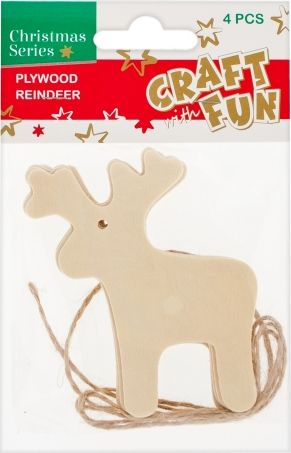 Ornament druri për zbukurim Craft with Fun, drer, set me 4 copë, ngjyrë natyrale