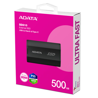 Disk SSD i jashtëm ADATA SD810, 500GB, USB 3.2 Gen2x2, 2000MB/s, ngjyrë e zezë