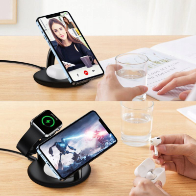 Karikues wireless 3 në 1 Choetech T587-F, magnetik MagSafe, me adapter QC PD, i zi