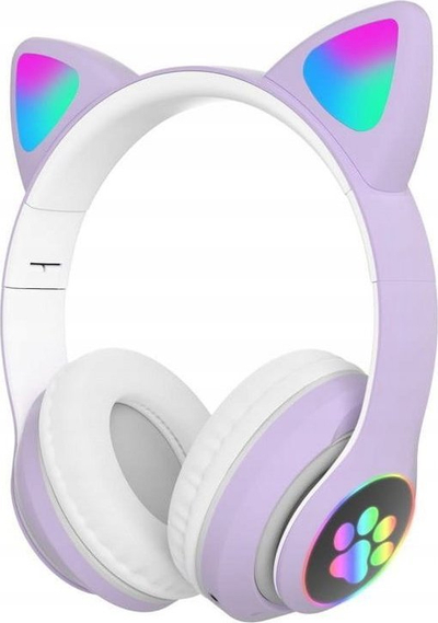 Kufje Bluetooth Protect me veshë mace, RGB, me mikrofon, vjollcë