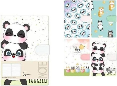 Fletore Ju-piter A6, 144 faqe, mbyllje me magnet, dizajn Cats and Pandas