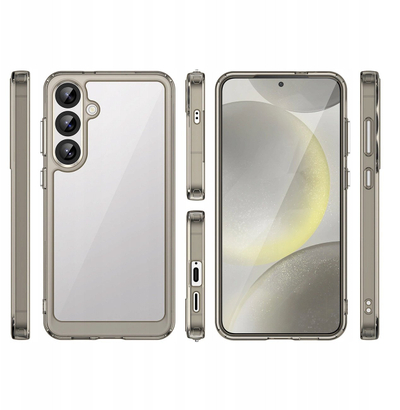 Силиконска маска за телефон Samsung Galaxy S25 Plus, гел рамка, проѕирна со црни детали