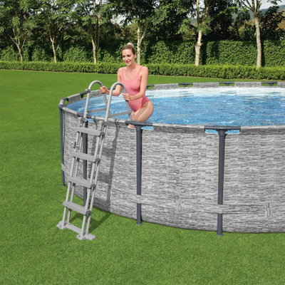 Pishinë me kornizë Bestway Power Steel, rrethore 488x122 cm, me pompë filtri, gri