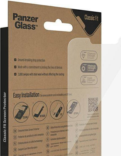 Xham mbrojtës PanzerGlass Classic Fit për iPhone 14 13 13 Pro 16e, transpar, antigërvishtje