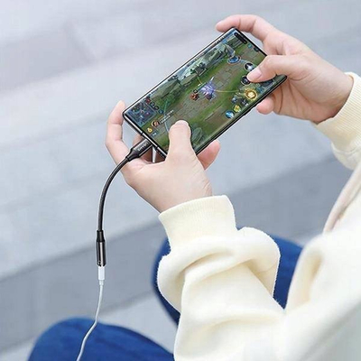 Adapter audio Usams AU16, USB-C në 3.5mm, kabllo 10cm, i zi