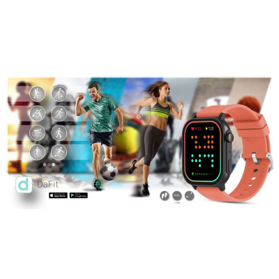 Smartwatch Gravity GT15-3, ekran 2.04", Bluetooth 5.0, i zi me rrip të kuq