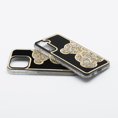 Kapak telefoni OEM Teddy Bear për Samsung Galaxy S25 FE, PU TPU, ngjyrë gold