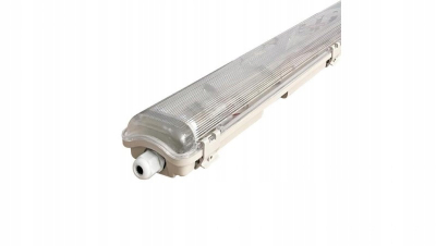 Trup ndriçimi hermetik LED 2974, për 2 tuba 120 cm G13, IP65, gri