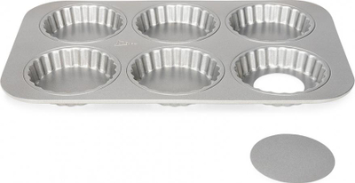 Kallëp mini quiche Patisse, 10 cm, me bazë që del, ngjyrë argjendi