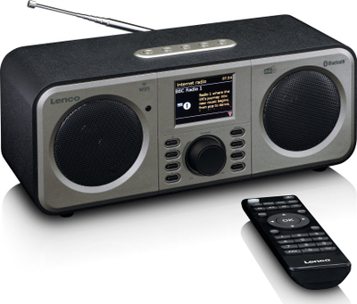 Radio interneti Lenco DIR-141BK, DAB+, Bluetooth, e zezë argjendi