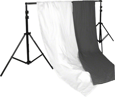 Set sfondi fotografik Walimex Background Set 18277, me tripod metalik, me shufër teleskopike, i zi