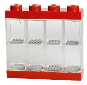 Kuti koleksionuese LEGO për 8 minifigura, e kuqe / transparente 
