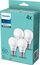 ЛЕД сијалица Philips A60, 8W, E27, 4000K студено бела, пакет 4 парчиња