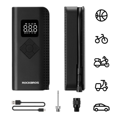 Pompë elektrike Rockbros 150PSI, portative, 2000mAh, e zezë