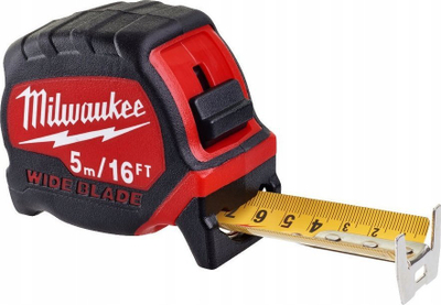 Metër Milwaukee Wide Blade, 5 m / 16 ft, shirit 33 mm, i kuq e zi