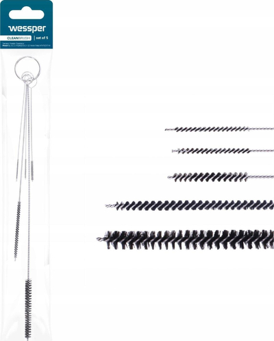 Set furça pastrimi Wessper CleanBrush, 5 copë, për makinë kafeje, argjendtë e zezë