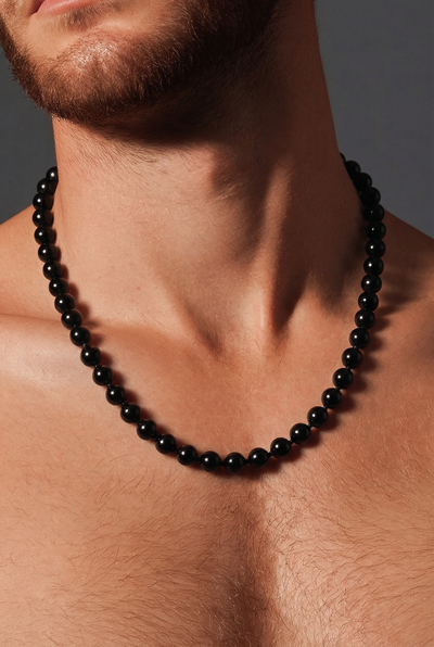 Zinxhir Premium për Meshkuj – Black Beaded Necklace