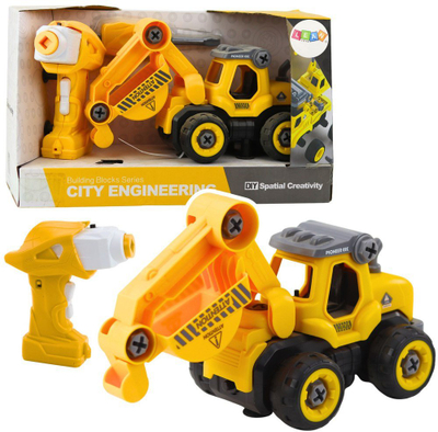 Lodër ekskavator me telekomandë Remote Controlled Screwdriver RC Excavator 2in1, plastike, i verdhë