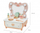 Дрвена тоалетна масичка за деца Tooky Toy TP528, со огледало и LED светилки, за на маса, шаренолика
