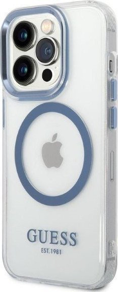 Kapak telefoni Guess GUHMP14LHTRMB, për iPhone 14 Pro, MagSafe, blu