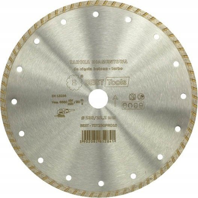 Disk diamant Best Tools Diamond Blade Turbo, 230mm, bosht 22.2mm, ngjyrë argjendtë