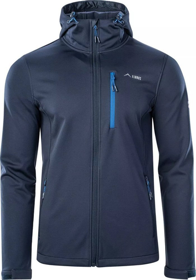 Xhaketë softshell për burra Elbrus Ifaro Polartec, Polartec Windbloc, me kapuç, blu e errët