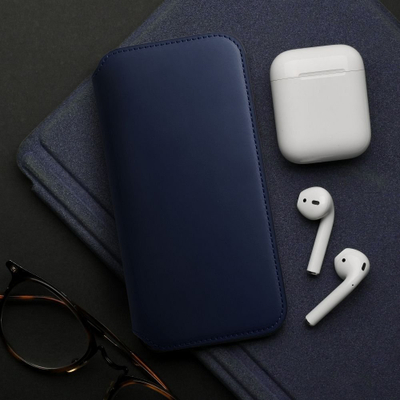 Këllëf flip Dual Pocket për Samsung Galaxy A34 5G, me xhepa për karta, ngjyrë blu navy