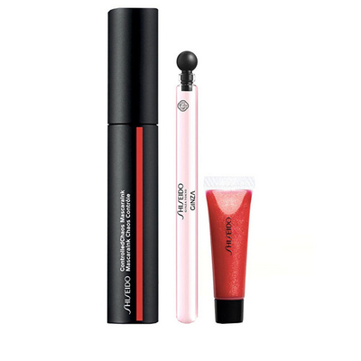 Set Shiseido Controlled Chaos, maskarë 11.5 ml + EDP Giza 4 ml + buzëkuq Glowy Finish 2 ml