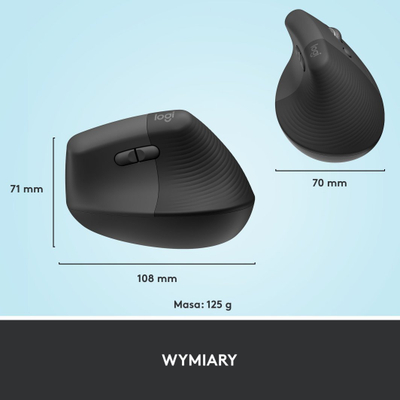 Maus Logitech Lift, wireless, Bluetooth, USB, i hirt