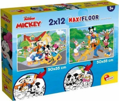 Puzzle Lisciani Supermaxi Mickey Mouse, 2x12 pjesë, për fëmijë, shumëngjyrësh
