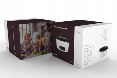 Shporet orizi Lauben Rice Cooker Square 1000WB, 1L, funksion Keep Warm, i bardhë