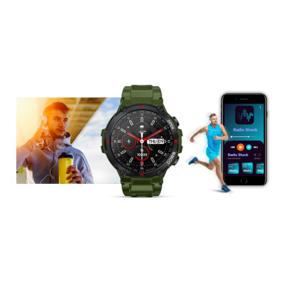 Smartwatch Giewont GW430-3, ekran me ngjyra, i papërshkueshëm nga uji, jeshil