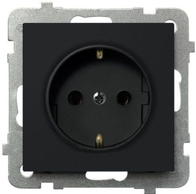 Prizë Ospel Sonata GP-1RS/m/33, njëfishe Schuko, 16A 250V, e zezë metalike