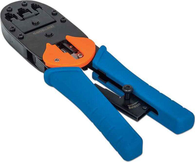 Vegël krimpimi Intellinet 211048, për RJ45 RJ12 RJ11, doreza plastike, blu e portokalli
