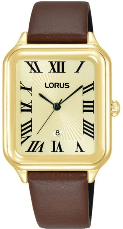 Ora dore Lorus Dress RH742BX9, drejtkëndëshe, rrip lëkure, argjend me të zezë