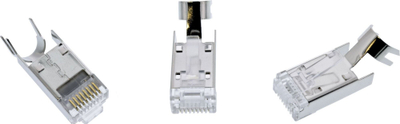 Prizë rrjeti InLine Crimp Plug Cat.6A RJ45, e ekranizume, set me 3 pjesë, gri, 100 copë