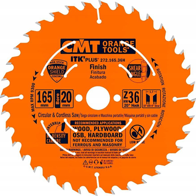 Teh rrotull CMT 272.165.36H Finish, 165mm, 36 dhëmbë, portokalli