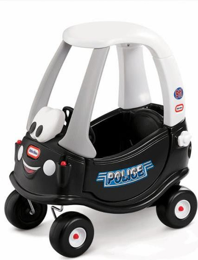Makinë lodër ride on Little Tikes Patrol Cozy Coupe, me dysheme të heqshme, si makinë policie, e zezë