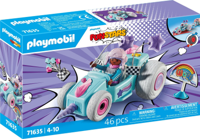 Lodër Playmobil Racing Kart Unicorn 71635, makinë me tërheqje, shumëngjyrëshe